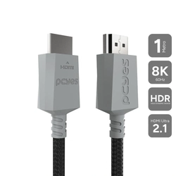 Cabo Hdmi Pcyes Ultra 2.1 8k 1080/144hz - Conector Cinza - 1 Metro - Nylon - Phu21p