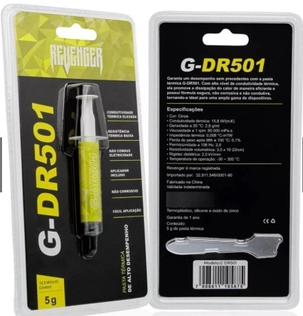 Pasta térmica prata 5g Original Processador CPU Placa Vídeo PS4 PS5 XBOX PC C/ Pazinha G-DR501 - Revenger