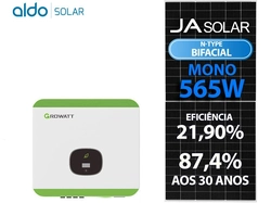 Gerador De Energia Solar Growatt Sem Estrutura Growatt Gf 10,735kwp Ja Deep Blue 565w Bifacial N-type Min 8kw 2mppt Mono 220v