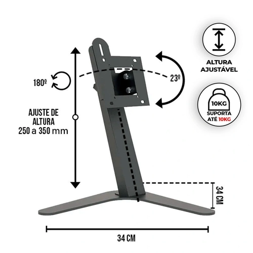 Suporte de Mesa Com Ajuste de Altura e Inclinação para Monitor