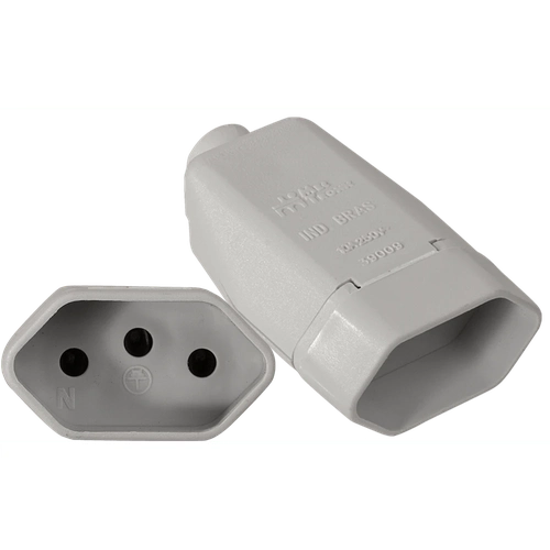 Plugue Fêmea Prolongador 2P+T 10A 250V Branco NBR14136