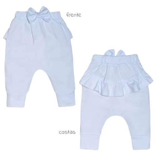 Calça com Laço e Babado Suedine - Branca