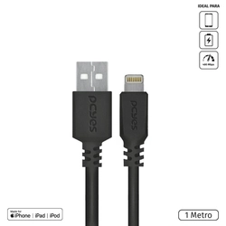 Cabo USB-A 2.0 x Lightning Iphone Com Certificado MFI Pcyes 1 Metro Preto - PUALP-01