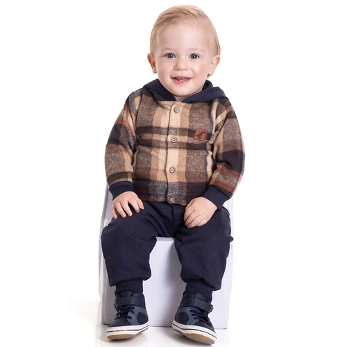Conjunto Casaco Flanelado Bebê Ambar Randa Mundu - Masculino