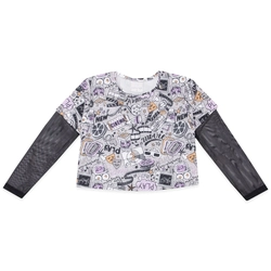 Blusinha Manga Longa Estampada Manga em Tule Menina Anjo - Feminina