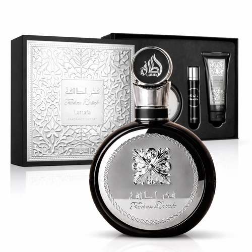 Kit Perfume Lattafa Fakhar Black - Eau de Parfum - Masculino - 3 em 1 - 100ML + 12ML + 100ML
