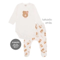 Conjunto Body Manga Longa e Mijão Com Babadinho Suedine Feminina - Ursinha e Cavalinho