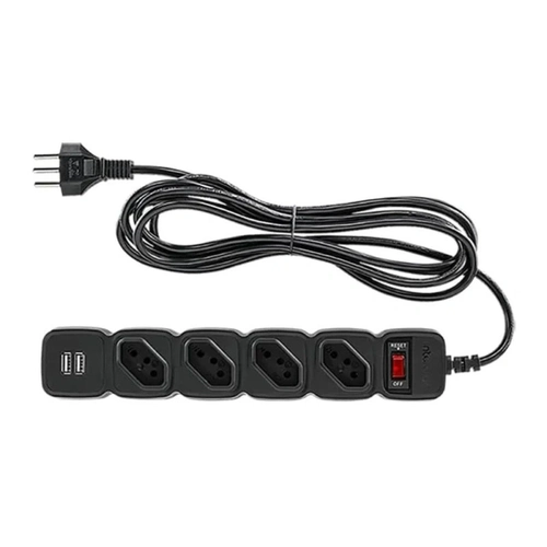 Protetor Eletronico Intelbras Epe204 Usb+ 4 Tomadas 2 Usb Preto