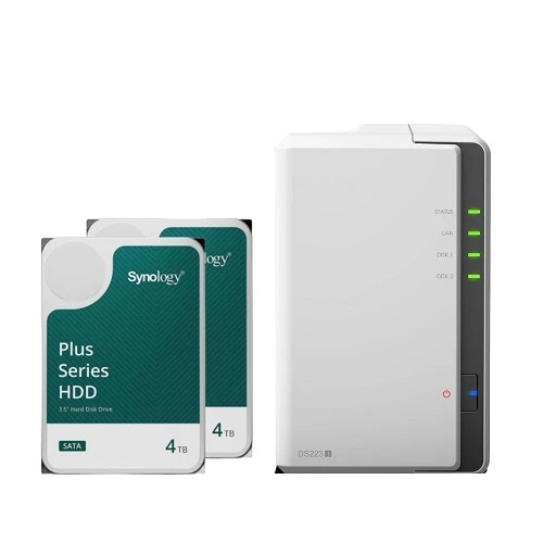 Servidor NAS Synology DiskStation DS223J 2 Baias Com 8TB  (2 HDS Synology 4TB)