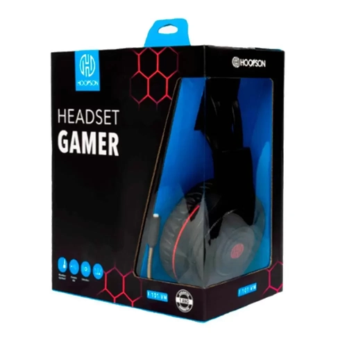 Fone Headset Gamer Iluminação Led Usb Vermelho Para Jogos F-101-Vm Hoopson