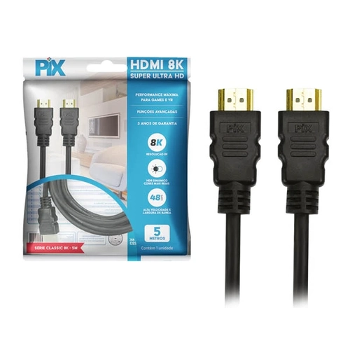 Cabo Hdmi 2.1 - 8k Hdr 19p 5m - Preto
