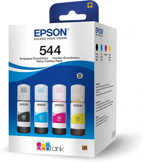 Kit com 4 Garrafas de Tinta Epson, Preto, Ciano, Magenta, Amarelo - T544520-4P