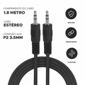 Cabo P2 Macho P/ P2 Macho Estereo 1.80m - Preto