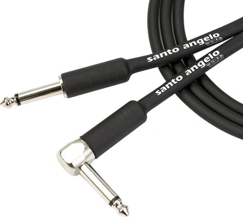 Cabo de Guitarra Angel 0,30mm Conector P10/p10 90º 20ft 6,10 Metros Preto