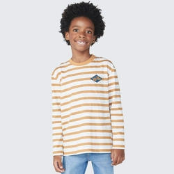 Camiseta Manga Longa Listrada Caramelo Hering - Masculina
