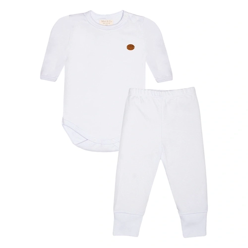 Conjunto Body Manga Longa Com Mijão Mini&Co Unissex - Branco