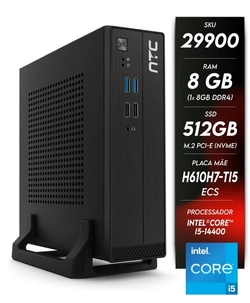 Minicomputador NTC Mini ITX II, Intel Core i5 14400 de 14ª Geração, 8gb DDR4, SSD512 NVME