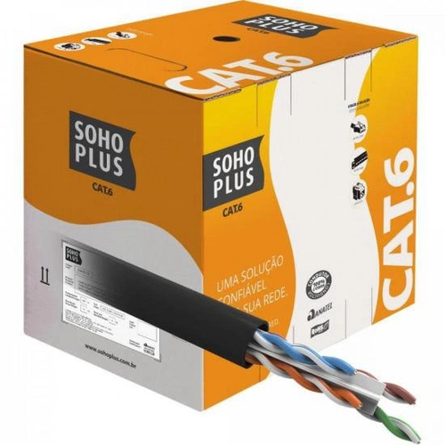 Cabo De Rede Preto Cat.6 Cmx Cx 305m Furukawa Sohoplus - Cx / 305
