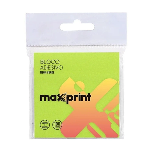 Bloco Adesivo 76x76mm Verde Neon Maxprint