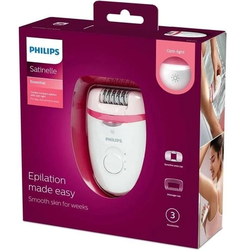 Depilador Elétrico Satinelle Essential Philips - Bre255 - Cor Branco e Rosa
