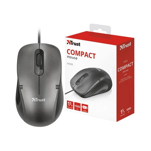 Mouse Trust Ivero Ótico Preto 1000DPI USB - 20404