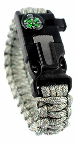 Pulseira Paracord c/ Bússola e Pederneira XGJ-04