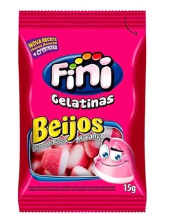 Fini Gelatinas Beijos Sabor Morango e Nata 15g
