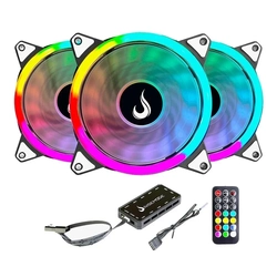 Kit Com 3 Ventoinhas Rise Mode Energy, 120mm, Argb, Preto - Fn-02-rgb-5v