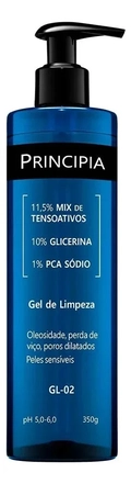 Principia Kit Primeira Rotina: gel de limpeza, Sérum de composição de ácidos hialurônicos + vitamina B5, protetor solar antioleosidade