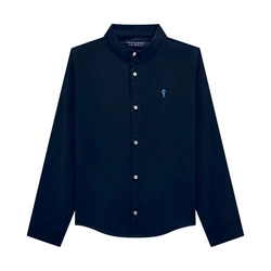 Camisa Social Manga Longa Tricoline Bordada Onda Marinha - Masculina