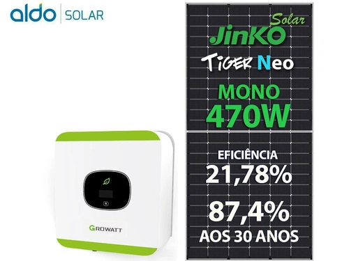 Gerador De Energia Solar Growatt Rosca Dupla Madeira Romagnole Growatt Gf 3,29kwp Jinko Tiger Neo Mono 470w Mic 2.5kw 1mppt Mono 220v
