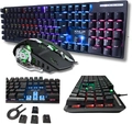 Kit Teclado Mecânico e Mouse 6 botões Gamer RGB com Fio Switches Blue TE131 - Knup