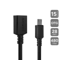 ADAPTADOR OTG MICRO USB PARA USB 2.0 15CM PRETO - PAMUP-15 - PCYES
