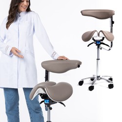 Cadeira Mocho Ergonômico Exclusiva 360° Graus Com Apoio e Suporte Cinza