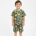 Pijama Cara De Criança Estampa de Pizza Masculino - Verde/Branco