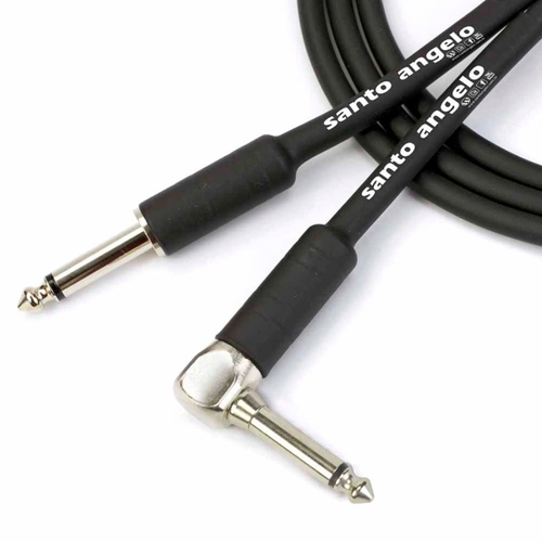 Cabo de Guitarra Angel 0,30mm Conector P10/p10 90º 25ft 7,62 Metros Preto