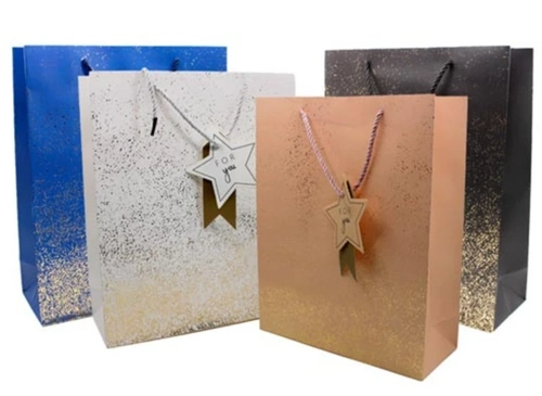 Sacola de Papel Glamour - pacote c/12unid. - cores sortidas - G  -30X40cm