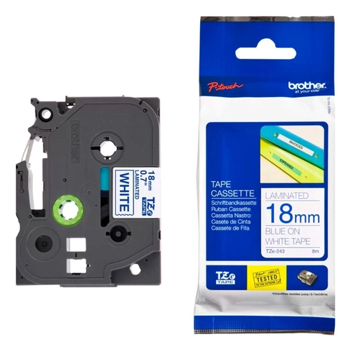 Fita Brother Branco e Azul Para Rotuladores - Tze243