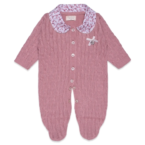 Macacão Manga Longa Tricot com Gola Feminino – Rosa