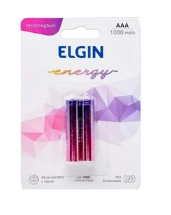 Pilha Recarregável AAA Elgin 1000mah ( palito ) com 2 unidades.