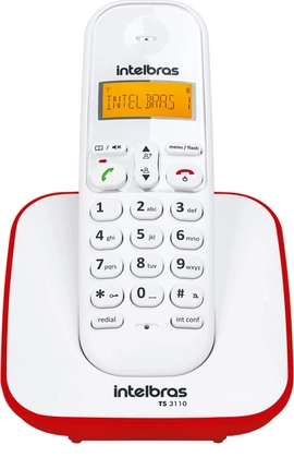 Telefone Sem Fio Intelbras  Ts 3110 Branco/vermelho 4123101