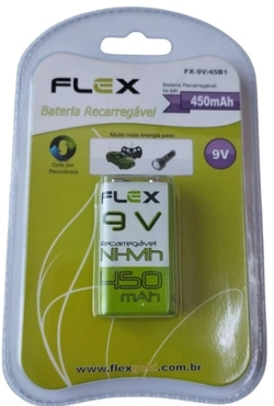 Baterias Recarregável 9V Flex 450mah com 1 unidades.
