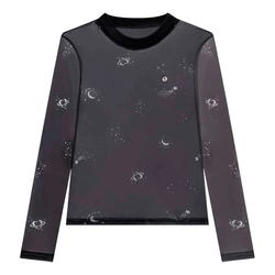 Blusinha Manga Longa em Tule com Elastano Nina Go - Feminina