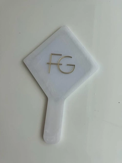 Espelho Madrepérola Branco  - Logo alto relevo inicial ou desenho