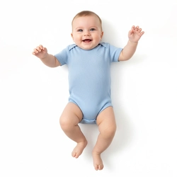 Body Manga Curta Para Bebê Taita Unissex - Azul