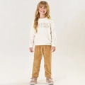 Conjunto Blusa e Calça em Pelinho Girl Marfim Tileesul - Feminino