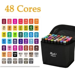 Kit Estojo Canetinhas Ponta Dupla Marcador Permanente Touch Marker 48 cores