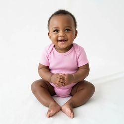 Body Manga Curta Para Bebê Taita Unissex - Rosa Escuro