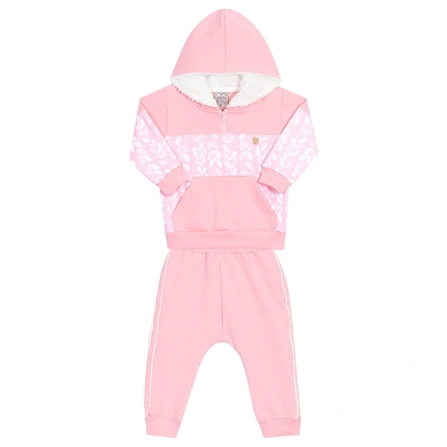 Conjunto Moletom Bebê Rosa Bambini Randa Mundu - Feminino