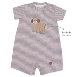 Macacão Manga Curta Bordado Masculino – Cachorrinho no Parque